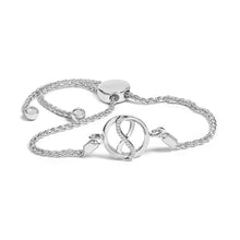 Load image into Gallery viewer, .925 Sterling Silver Diamond Accent Ribbon and Circle Bolo Adjustable Bracelet