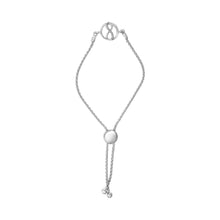 Load image into Gallery viewer, .925 Sterling Silver Diamond Accent Ribbon and Circle Bolo Adjustable Bracelet
