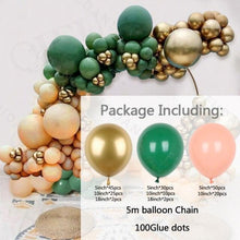 Load image into Gallery viewer, 186Pcs Peach Green Metallic Latex Balloon Set For Wedding Birthday Party Decoration Baby Showers Girls Party Bridal Showers