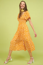 Load image into Gallery viewer, New Summer Flower Print Flutter Sleeve Smocked Midi Dress For Women – Fluttering, Trendy, Romantic and Feminine Style