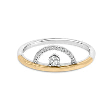 Load image into Gallery viewer, 14K Yellow Gold Plated Sterling Silver 1/10 Cttw Diamond Arc Ring
