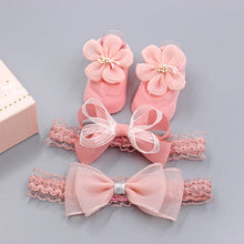 Load image into Gallery viewer, Flower Baby Girl Headband Socks Set Shoes With Crown Bows Newborn Headbands For Girls Turban Baby Hair Accessories