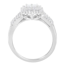 Load image into Gallery viewer, 10K White Gold Diamond Cluster Ring (1 cttw, H-I Color, I1-I2 Clarity)