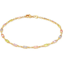 Load image into Gallery viewer, 18K Gold Baguette Multi Stone Crystal Bracelet for Women