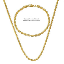 Load image into Gallery viewer, 18K Gold European Classic Twist Necklace + Bracelet