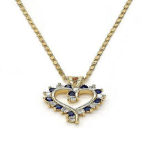Load image into Gallery viewer, 18k Gold Filled Blue Sapphire Micro Pave Heart Necklace