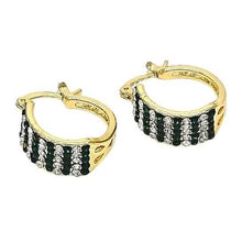 Load image into Gallery viewer, 18k Gold-filled Emerald Crystal Pavé High-polish Cubic Zirconia Earrings