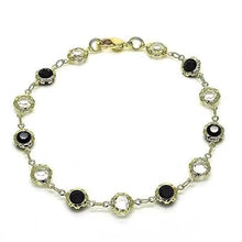 Load image into Gallery viewer, 18K Gold Filled High Polish Finish Black and White Made With Crystal Round Ankle Bracelet