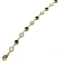 Load image into Gallery viewer, 18K Gold Filled High Polish Finish Black and White Made With Crystal Round Ankle Bracelet