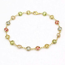 Load image into Gallery viewer, 18k Gold Filled High Polish Finish Gold Multi Color Crystal Anklet