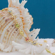 Load image into Gallery viewer, 18k Gold Filled High Polish Finish Gold Multi Color Crystal Anklet