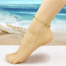 Load image into Gallery viewer, 18k Gold Filled High Polish Finish Multi Color Ball Crystal Ankle Bracelet