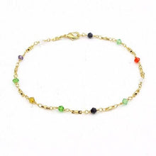 Load image into Gallery viewer, 18k Gold Filled High Polish Finish Multi Color Ball Crystal Ankle Bracelet