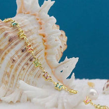 Load image into Gallery viewer, 18k Gold Filled High Polish Finish Multi Color Crystal Butterfly Ankle Bracelet