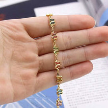 Load image into Gallery viewer, 18k Gold Filled High Polish Finish Multi Color Crystal Butterfly Ankle Bracelet