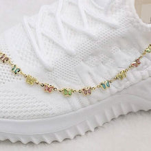 Load image into Gallery viewer, 18k Gold Filled High Polish Finish Multi Color Crystal Butterfly Ankle Bracelet