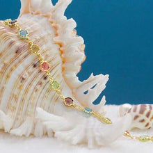 Load image into Gallery viewer, 18k Gold Filled High Polish Finish Multi Color Flower Crystal Ankle Bracelet