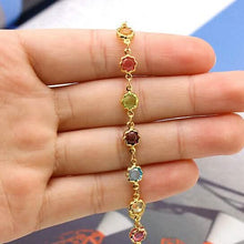 Load image into Gallery viewer, 18k Gold Filled High Polish Finish Multi Color Flower Crystal Ankle Bracelet