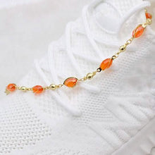 Load image into Gallery viewer, 18K Gold Filled High Polish Finish Oval Crystal Ankle Bracelet