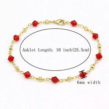 Load image into Gallery viewer, 18k Gold Filled High Polish Finish Red Crystal Ankle Bracelet