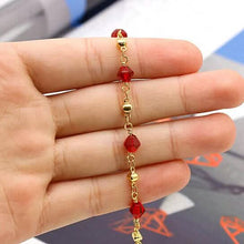 Load image into Gallery viewer, 18k Gold Filled High Polish Finish Red Crystal Ankle Bracelet