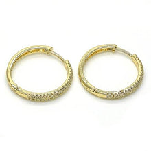 Load image into Gallery viewer, 18k Gold Filled High Polish Finsh Huggie Hoop with Crystal, Golden Tone