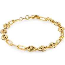 Load image into Gallery viewer, 18K Gold Mariner and Paperclip Link Anklet 10"
