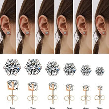 Load image into Gallery viewer, 18K Gold Ear Bone Buckle Stainless Steel 6-Prong Zirconia Stud Earrings