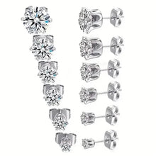 Load image into Gallery viewer, 18K Gold Ear Bone Buckle Stainless Steel 6-Prong Zirconia Stud Earrings