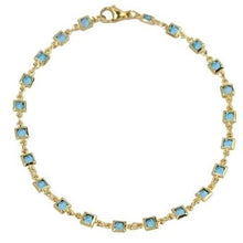 Load image into Gallery viewer, 18K Gold Plated Light Blue Crystal Square Ankle Bracelet