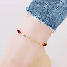 Load image into Gallery viewer, 18k Gold Plated Mariner Azabachi Ankle Bracelet