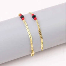 Load image into Gallery viewer, 18k Gold Plated Mariner Azabachi Ankle Bracelet