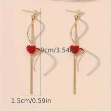 Load image into Gallery viewer, 18K Gold Spiral Lines Heart Design Dangle Earrings