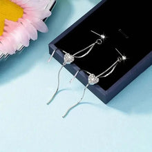 Load image into Gallery viewer, 18K Gold Spiral Lines Heart Design Dangle Earrings