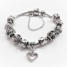 Load image into Gallery viewer, 18K White Gold Plated Crystal Heart Charm Bracelet