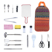 Load image into Gallery viewer, 19-Piece: Camping Cooking Utensil Kit Portable Picnic Cookware