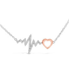 Load image into Gallery viewer, 14K Rose Gold Plated Silver Diamond Accent Zig Zag Heart Necklace