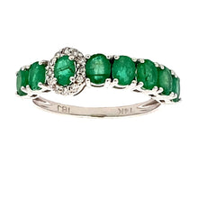 Load image into Gallery viewer, Emerald Diamond Fashion band rings 14KT White Gold