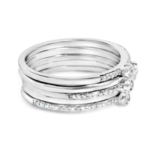 Load image into Gallery viewer, Sterling Silver 3/8 Cttw Diamond Bezel and Pave Set Stackable Ring Set