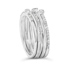 Load image into Gallery viewer, Sterling Silver 3/8 Cttw Diamond Bezel and Pave Set Stackable Ring Set