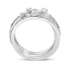 Load image into Gallery viewer, Sterling Silver 3/8 Cttw Diamond Bezel and Pave Set Stackable Ring Set