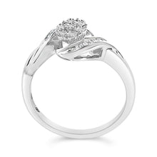 Load image into Gallery viewer, Sterling Silver 1/10 Cttw Diamond Bypass Cluster Ring