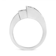 Load image into Gallery viewer, 14K White Gold 1 1/2 Cttw Invisible-Set Princess and Channel-Set Baguette Diamond Geometric Bypass Ring Band (G-H Color, SI2-I1 Clarity) - Ring Size 7