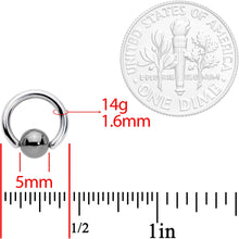 Load image into Gallery viewer, 14G BCR Hematite Captive Ring 5/16 5mm