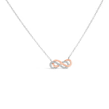 Load image into Gallery viewer, 14K Rose Gold Plated Sterling Silver Diamond Accent Double Infinity Pendant Necklace
