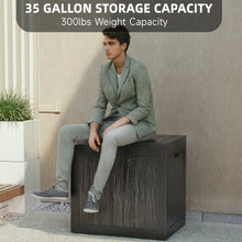 Load image into Gallery viewer, 35 Gallon Outdoor Resin Storage Box – Black/Wood Grain