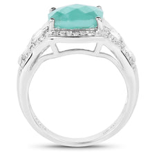 Load image into Gallery viewer, 4.09 Carat Genuine Emerald and White Topaz .925 Sterling Silver Ring