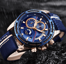 Load image into Gallery viewer, Men's Waterproof Sports Watch With Leather Belts, Chronometers Day View Fluorescent Pointers Unique Design Perfect Gift