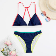 Load image into Gallery viewer, Women Two Piece Triangle Low Waist Bikini Sets Women's Halter Triangle Bikini Bottom Two Piece Swimsuits Swimsuit For Women High Cut Two Pieces Swimwear Beach Bathing Suit Lace Up Two Piece Bathing Suit