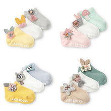 Load image into Gallery viewer, 3 Pair/ SET Baby Newborn Cotton Ankle Socks for Toddler Baby Girls Anti-slip Floor Sock Bowknot Flower Socks For Baby and Kids from 0-24M